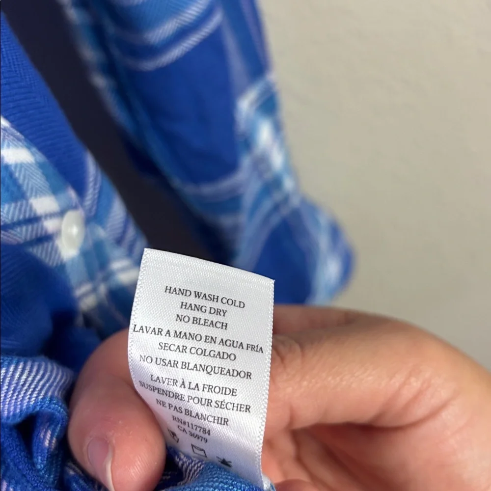 Rails Blue Plaid Button Down Shirt w/Pocket size Medium - Picture 7 of 9